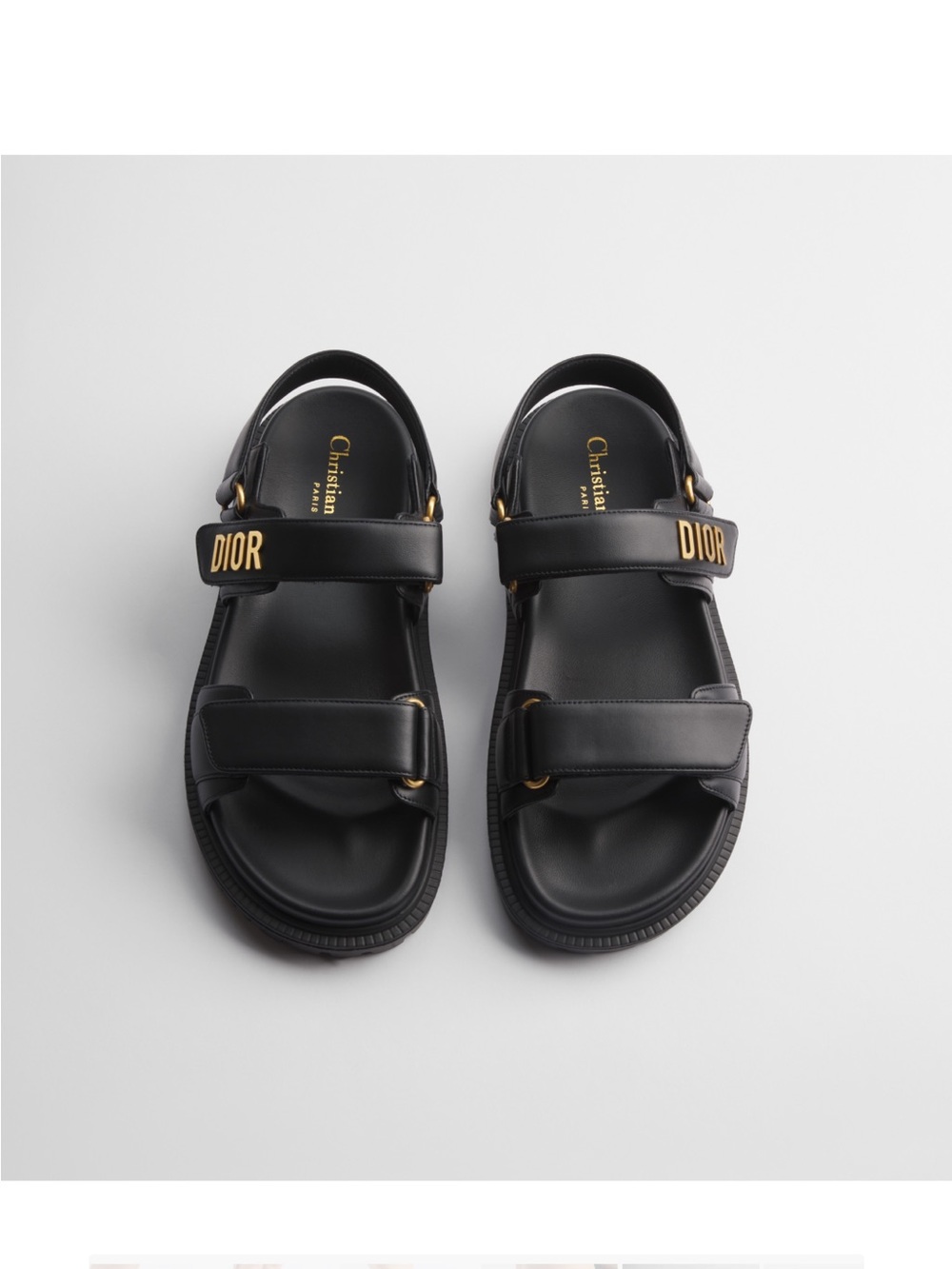 Dior Black Sandals with Gold Logo Strap